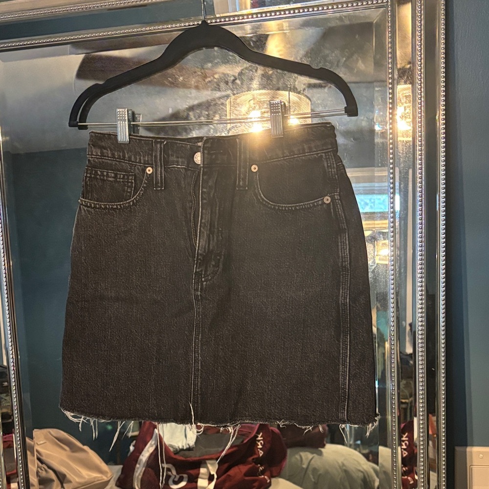 Madewell Black Denim Mini Skirt